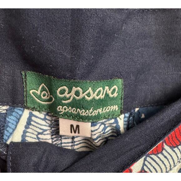 Apsara Boutique Shorts Blue White and Red Geometric Flowers 100% Cotton Womens M - Picture 3 of 5